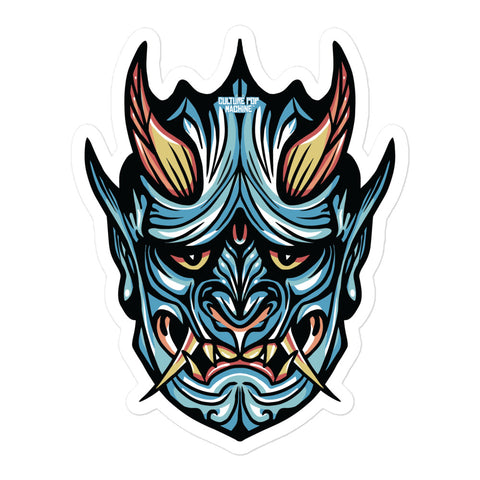 Made in Japan - Oni Mask - Blue - 5.5" x 5.5" Sticker