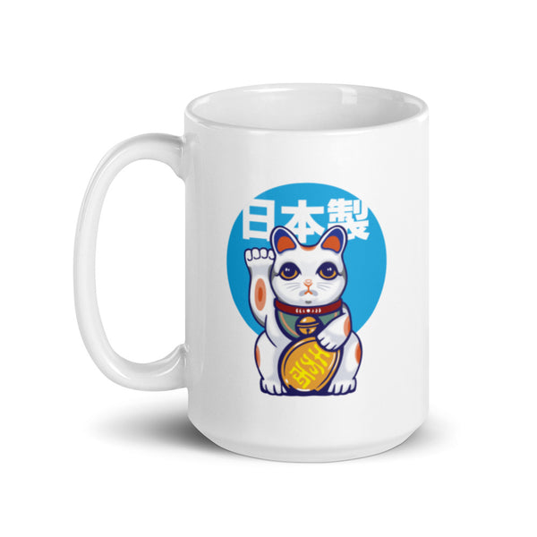 Made in Japan - Maneki-Neko - Blue - 15oz Mug